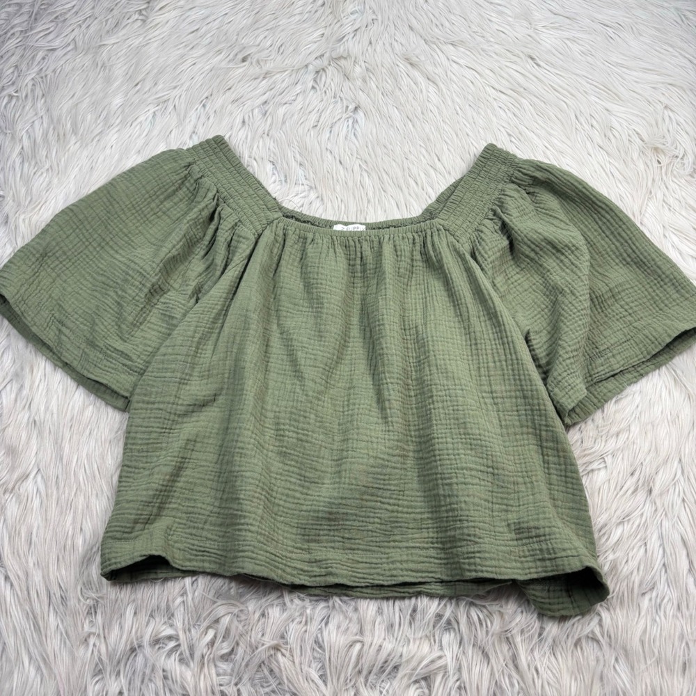 Z Supply Women's L Green No Rules Gauze Cotton Top Resort Beach Travel